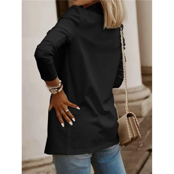Women's Casual Long Sleeve Knit Blazer: Solid Color Open Front Office Jacket - Picture 4 of 7
